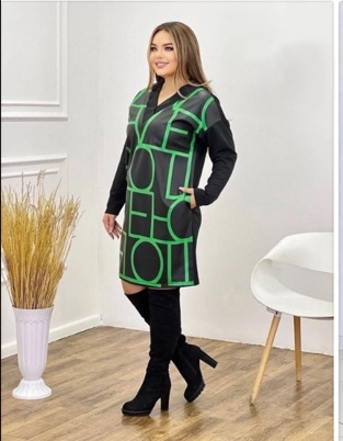 Платье-туника "Шик" ( зеленый) (Киргизия, разные фабрики) — размеры 62